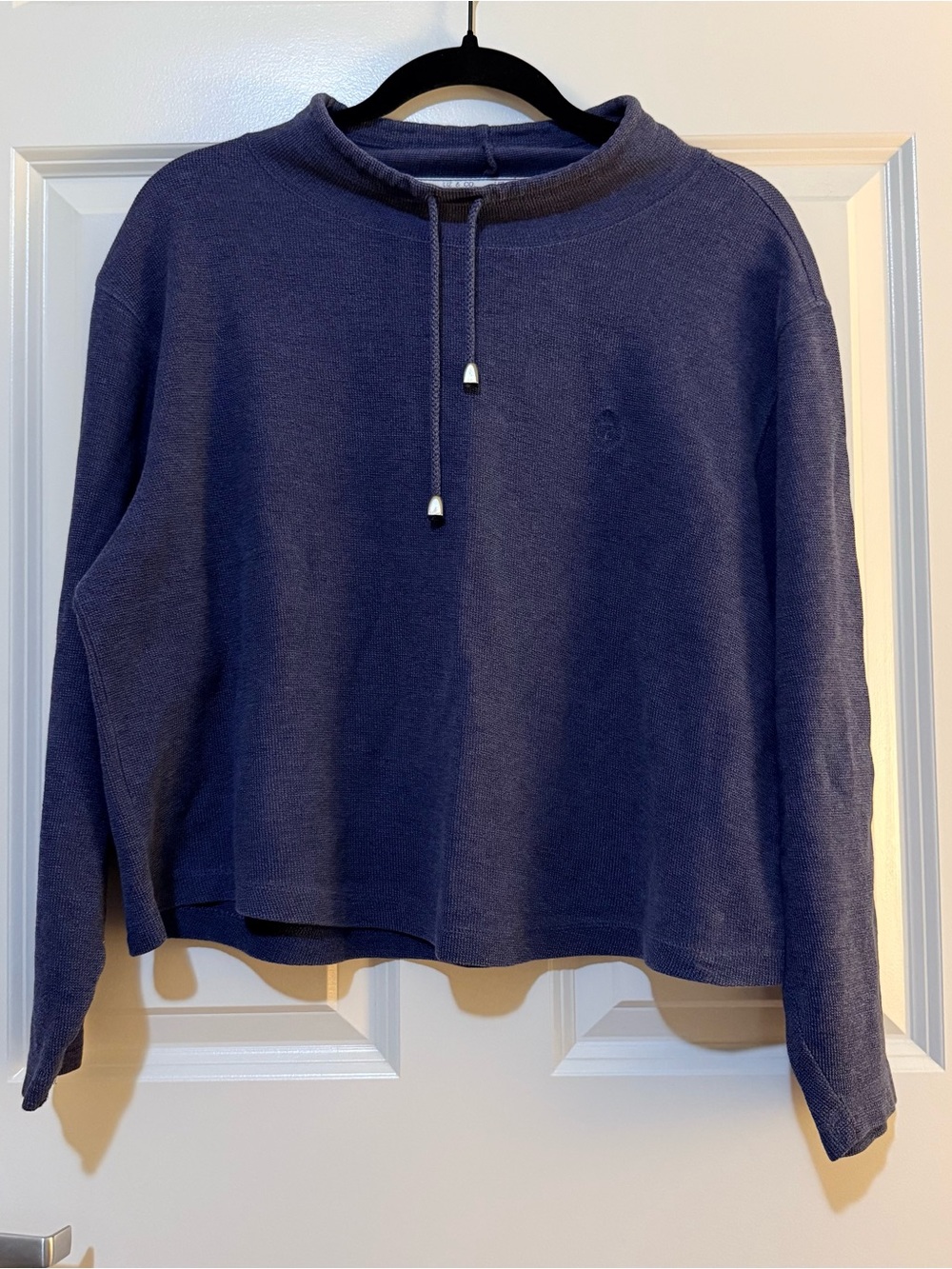 Liz Claiborne Mock Neck Cropped Sweater Indigo Women’s Size Large Cotton Top